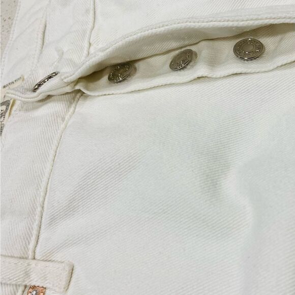 Free People Wide Leg Crop Ankle Fray Jeans White 30x27 High Rise Button Fly NWT - Picture 4 of 13